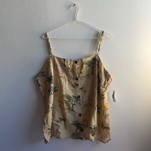 Linen Safari Old Navy Shirt Giraffes and Zebra XXL